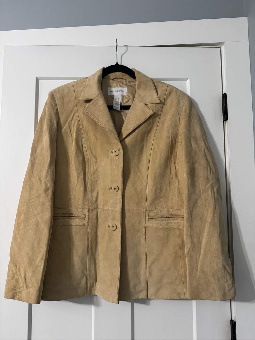 Liz Claiborne Beige Suede Button-Front Jacket